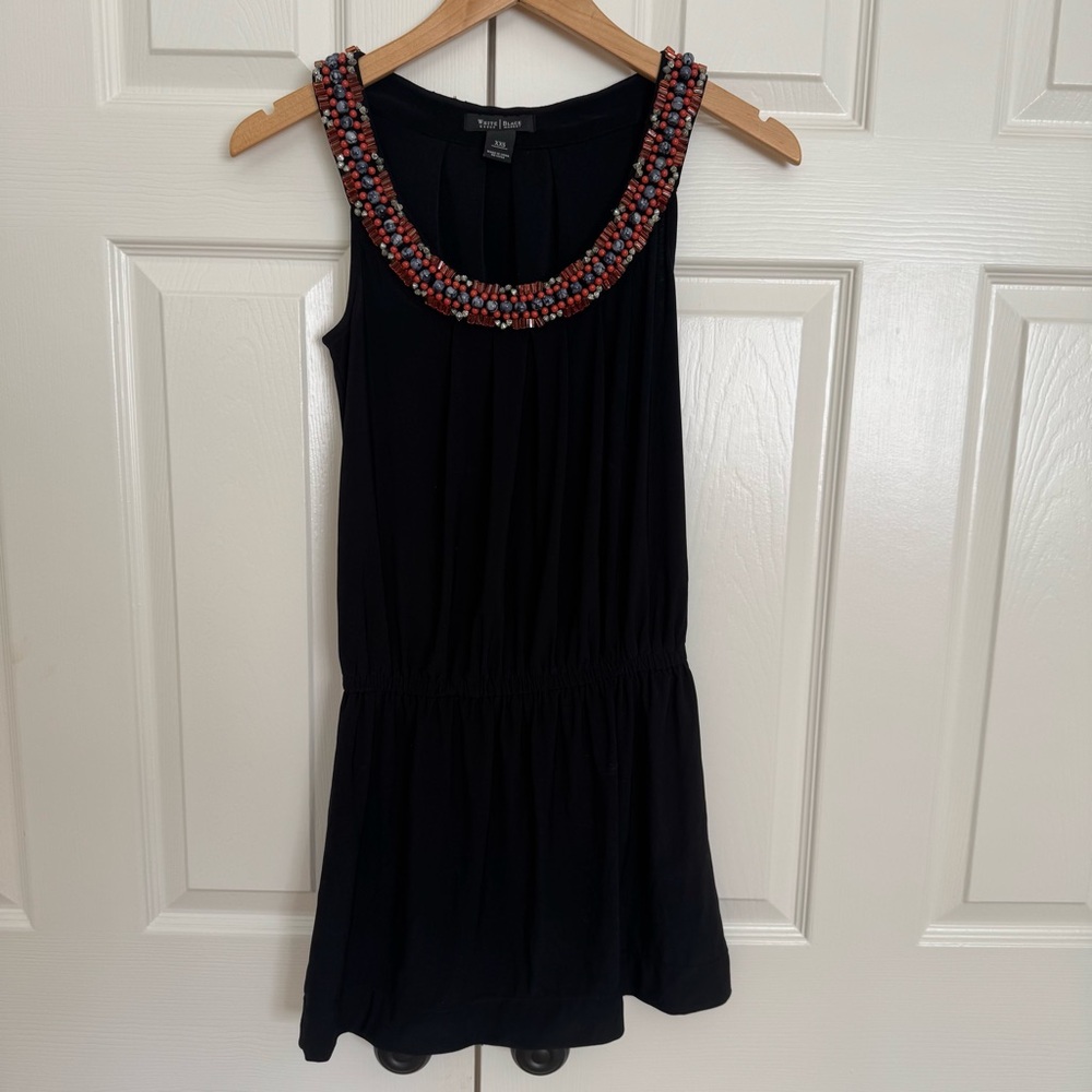 White House Black Market Beaded Collar Drop Waist Dress